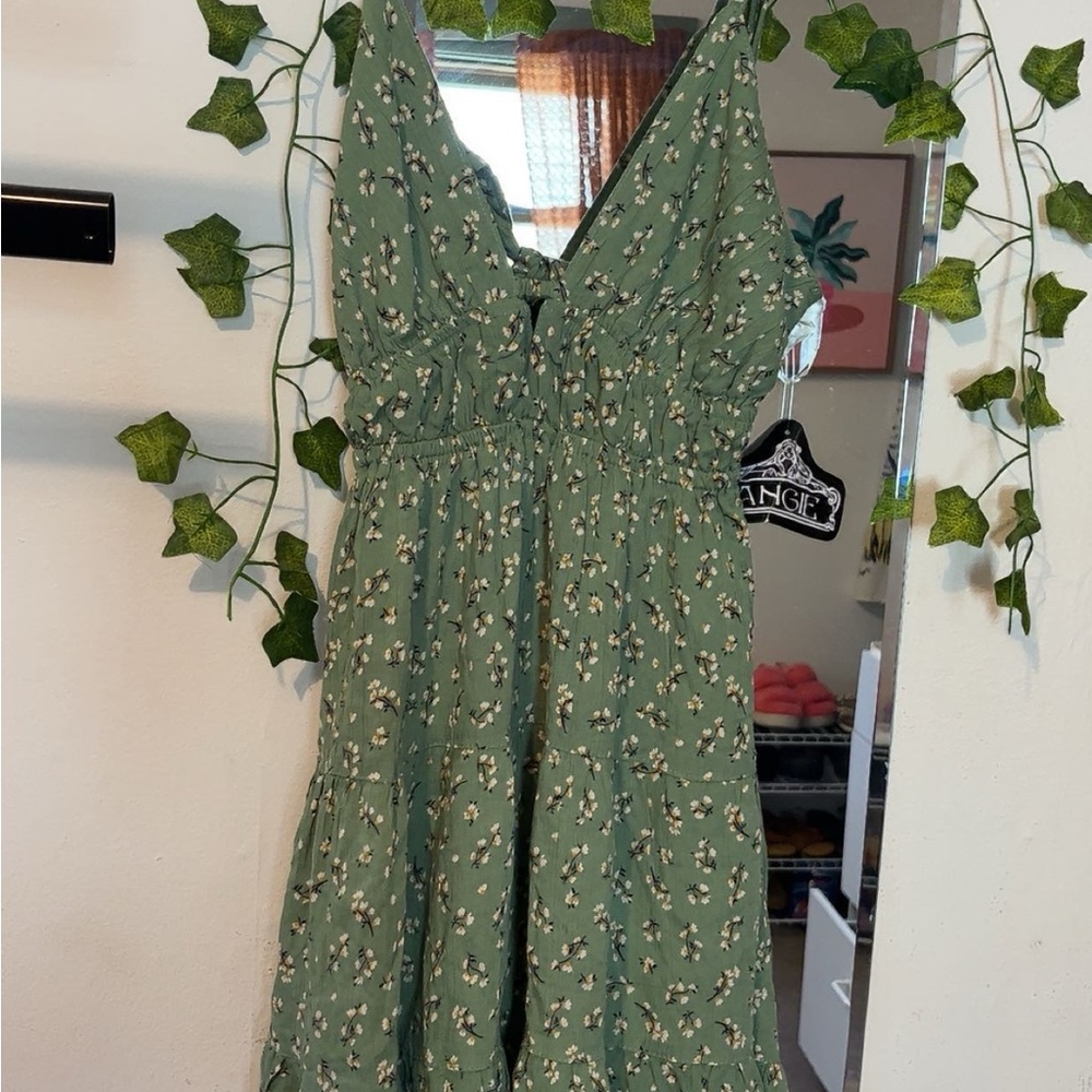 Angie Green Floral Backless Dress